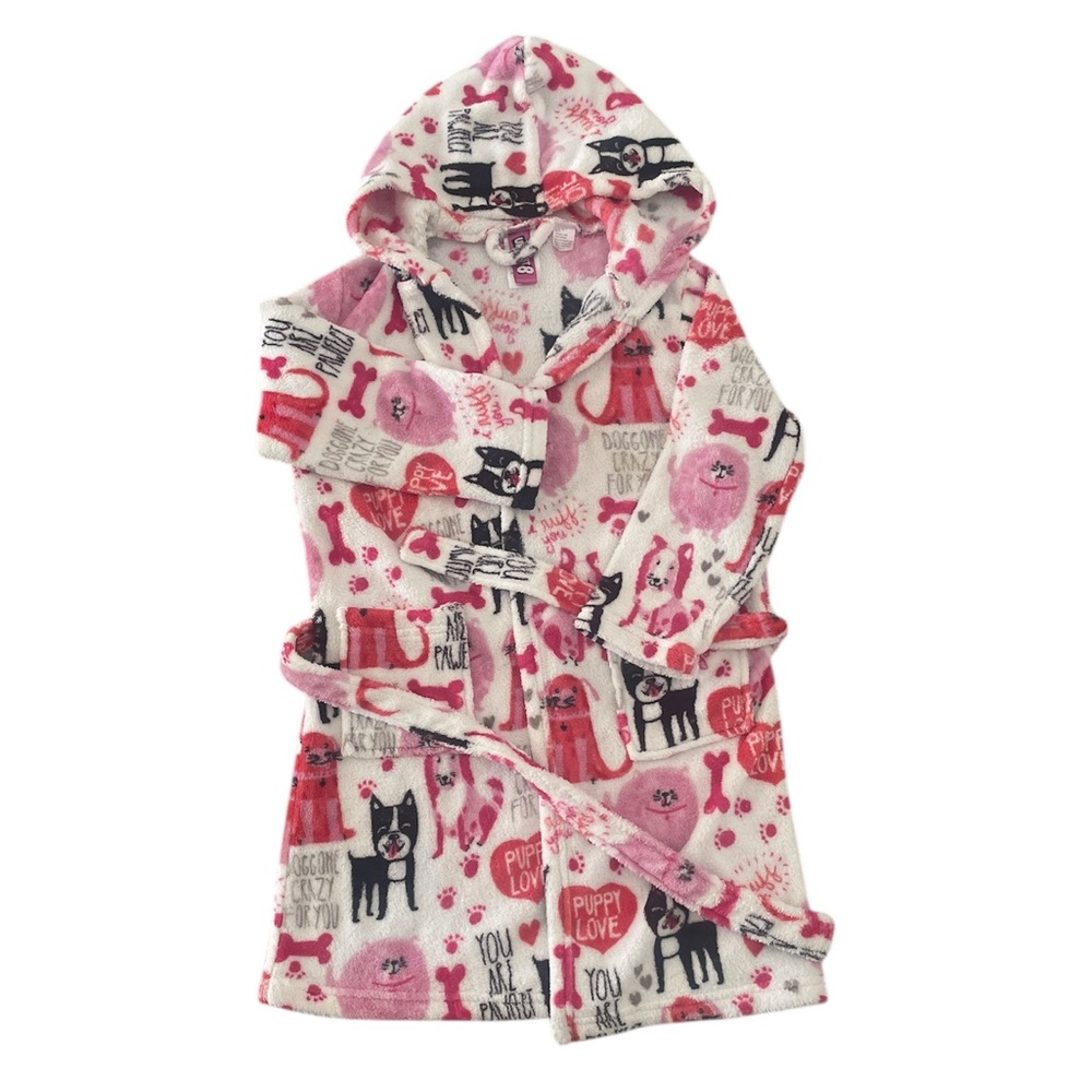 Fuzzy Hooded ‘Puppy Love’ Pajama Robe